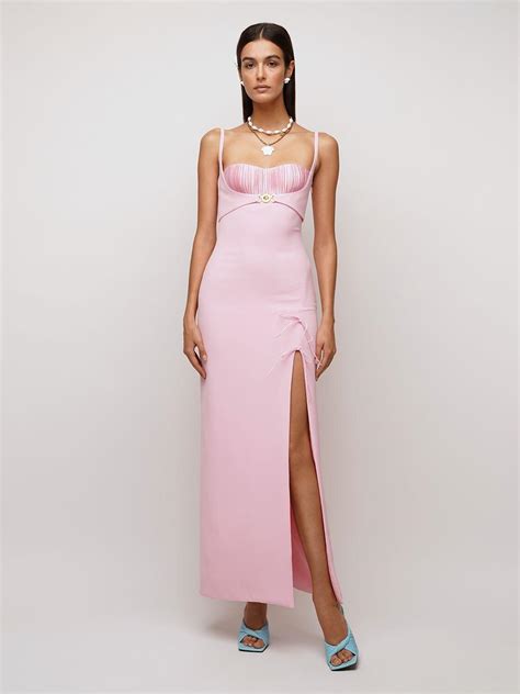 versace light pink dress|Versace slip dress.